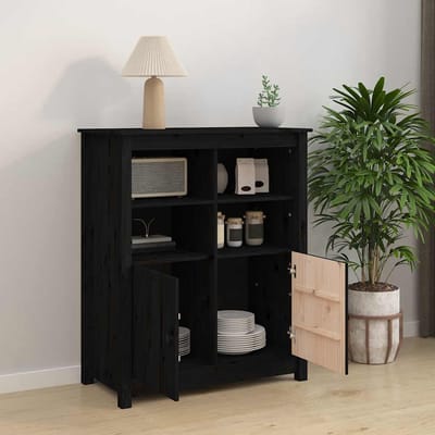 vidaXL - Dressoir - 83x41,5x100 - cm - massief - grenenhout - zwart