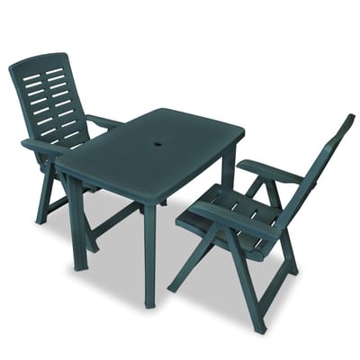 vidaXL - 3-delige - Bistroset - kunststof - groen