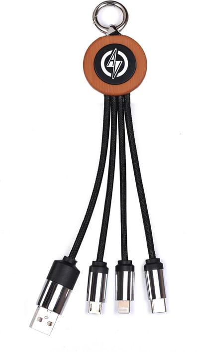 AV® 3 in 1 Oplaadkabel - Multilader - Kabel met Micro-USB, Apple Lightning, USB C - Ingebouwde Clip