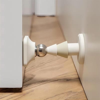 Magnetische Deurstopper - Deurvanger Deurhouder - Deuren Beschermen - Installatie Zonder Boren - 9.5 x 5 cm - Wit
