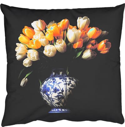 Sierkussens - Kussentjes Woonkamer - 50x50 cm - Geel - Tulpen - Vaas - Bloemen
