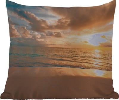 Tuinkussen - Strand - Zomer - Zonsondergang - Wolken - Zee - 40x40 cm - Weerbestendig