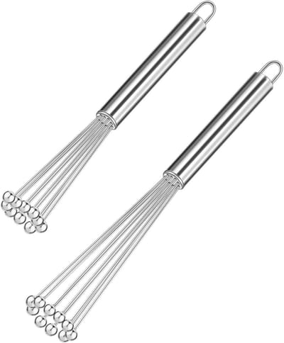 GELLDG Roestvrijstalen bolvormige keukengarde set - Tweedelige set - Geschikt voor koken, roeren en het kloppen van eieren - 26 cm en 30 cm