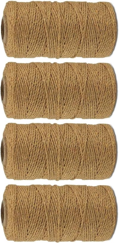 Natuurlijke Katoen String Tuin Touw - 4 Stuks Bruin Touw voor Tuinieren, Cadeauverpakking en Creatieve Projecten