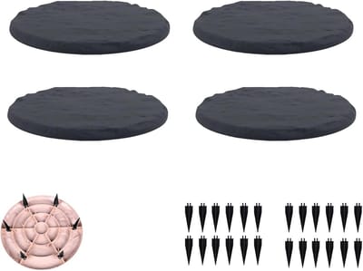 Paar Stapstenen - Tuinpad Stenen - Gazon Decoratie - Weerbestendig Materiaal - Diameter 39 cm - Cyaan