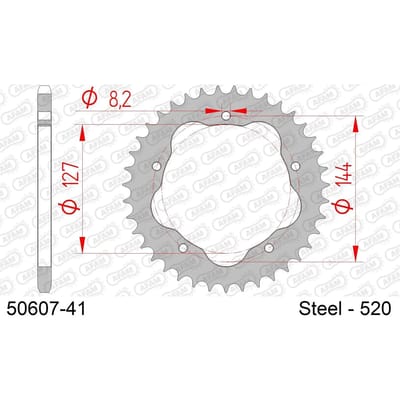 Stalen motortandwiel achteraan Afam 520 41 dents