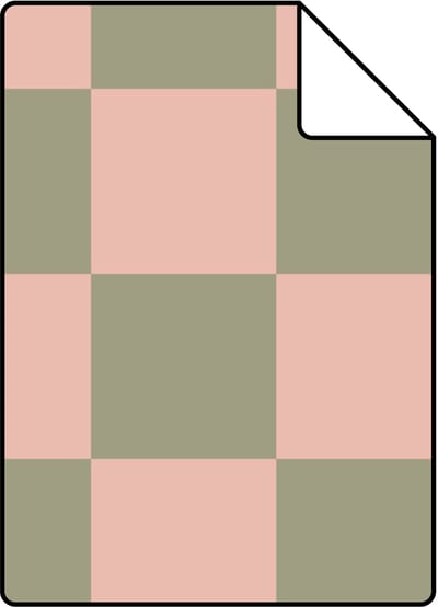 Proefstaal ESTAhome behang geblokt motief groen en roze - 26.5 x 21 cm - 131999-S