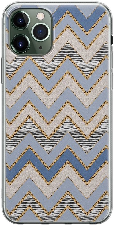 Leuke Telefoonhoesjes - Hoesje geschikt voor iPhone 11 Pro Max - Retro zigzag - Soft case - TPU - Print / Illustratie - Multi