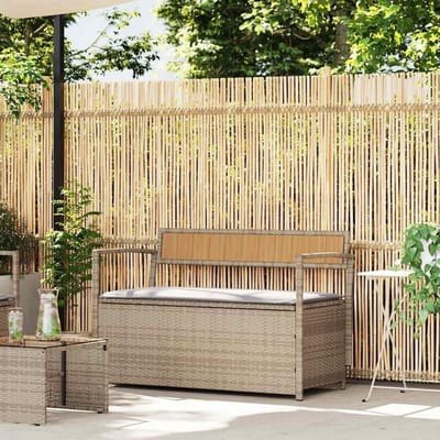 Tuinbank met Opbergruimte - Opbergbank Tuin - Buiten Zitten - Gasveer Deksel - 1115 x 54 x 74 cm - Beige
