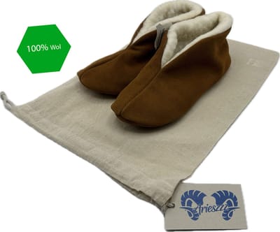 Bernardino Unisex Spaanse Sloffen 100% Wol - Cognac - Maat 40 - incl. opbergzak