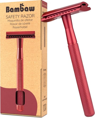 Bambaw Metalen Scheermes – Scheermesjes mannen vrouwen – Safety Razor Mannen – Safety Razor voor vrouwen – Voor Double Edge Mesjes - Rood