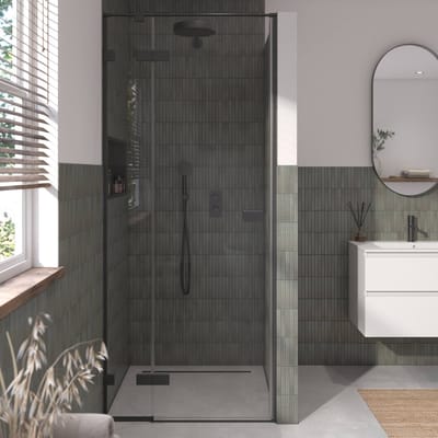 Saqu Parro Douchedeur 90x210 cm Mat Zwart Helder Glas