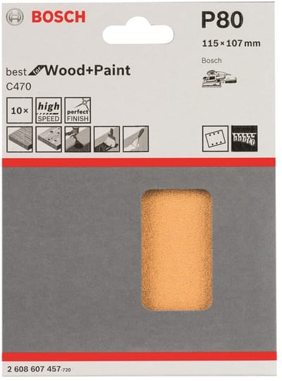 Bosch 10-delige schuurbladenset 115 x 107 mm, best wood+paint - korrel 80