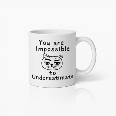 Grappige Kat “You Are Impossible to Underestimate” Witte Mok – Leuke Sarcastische Kattenprint – 330 ml Koffiebeker