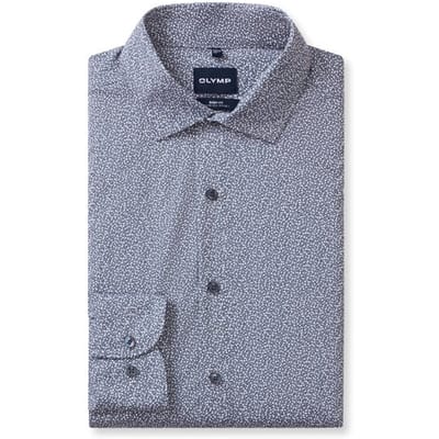 OLYMP Level Five 24/Seven Overhemd, Body Fit, Modern Kent, Marineblauw