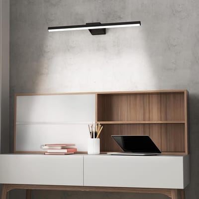 Rechthoekige Wandlamp, 15W 60 Cm Spiegelverlichting, Aluminium En Acryl, Koelwit, IP44, Zwart, Energieklasse A, Voor Badkabinet, Kaptafel, Kelder En Keuken NAIZY