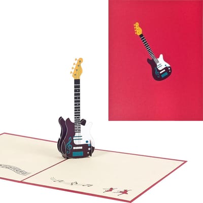 Gitaar Verjaardagskaart - Pop-up Kaart - Feestelijke Groeten - Drie-dimensionaal Ontwerp - 155 x 125 cm - Rood