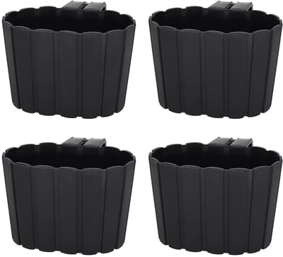KOTARBAU® Bloembak voor Balkon met Houder - Balkon Plantenbak 20x14x13 cm 4 Stuks - Balkonbak - Balkonbloembak met Beugel - Kunststof Balkonbak - Plantenbak Buiten - Antraciet