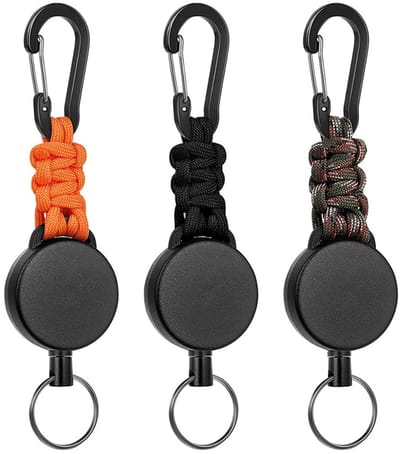 TOVBMUP Intrekbare sleutelhanger - Lanyard intrekbaar - met 60 cm intrekbare stalen kabel - Intrekbare sleutelhanger - Sleutelhanger met karabijnhaak - 3 stuks