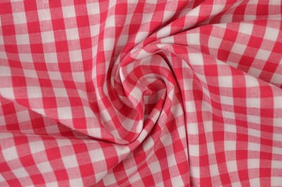 Ruitjesstof - Donkerroze 6,5mm ruit - 1 meter - Per meter - 150cm breed