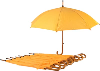 Paraplu 9 stuks - Set van 9 Automatische 98cm Diameter | Windproof Paraplu's voor Volwassenen | Met Houten Handvat | Geel - Unisex