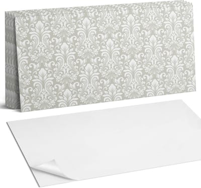 Coloray Plaktegels - Plantenpatroon met ornamenten Wandtegel Zelfklevend - 60 cm x 30 cm - Grijs Plaktegels - 6 stuks - Rechthoek PVC Tegels - Plaktegels Keuken - Zelfklevende Vloertegels Badkamer - Vinyl Tegels - Zelfklevende Wandtegels
