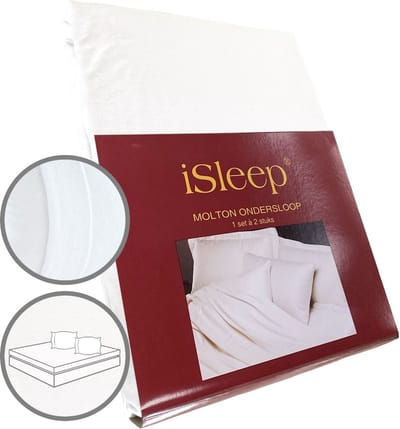 iSleep Molton Kussenslopen (2 Stuks) - 100% Katoen - Hotelsluiting - 60x70 cm - Wit