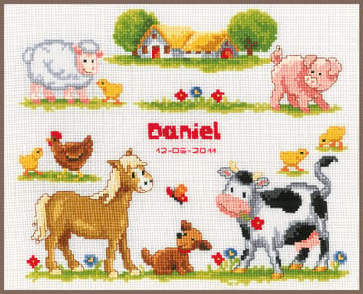 Vervaco - Telpakket kit - Geboorte - Boerderijdieren - PN-0011894 - Borduren - Borduurpakket - Borduurpakket geboorte - Borduurpakket volwassenen