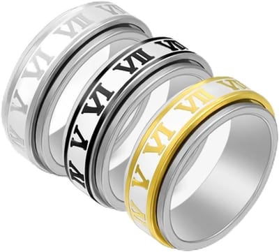 Drie roestvrijstalen ringen voor mannen en vrouwen - Spinner ringen voor stressverlichting en fidgeting, anti-stress bandjes