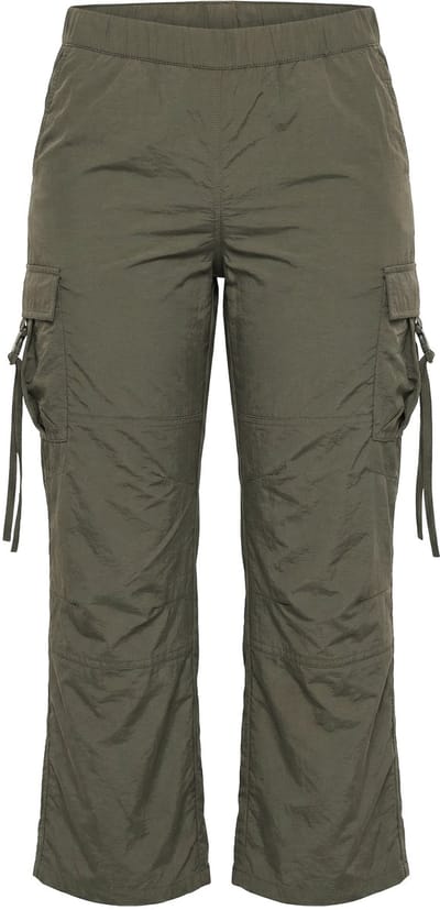 Ulla Popken - Dames - Cargobroek utility-style elastische tailleband cargozakken - Olijfgrijs - Maat 42