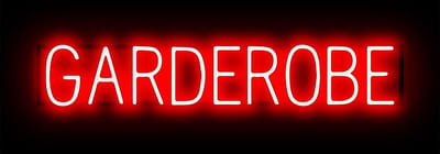 GARDEROBE - Lichtreclame Neon LED bord verlicht | SpellBrite | 89,21 x 16 cm | 6 Dimstanden & 8 Lichtanimaties | Reclamebord neon verlichting