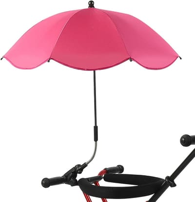 Kinderwagen parasol - Zonbescherming kinderwagen - Buitenactiviteiten - Verstelbare klem - 66cm diameter - Roze Rood