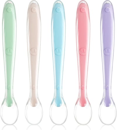Set van 5 Siliconen Lepels voor Babyvoeding, BPA-vrij, Zachte Startlepels in Meerdere Kleuren, Ideaal voor Baby's en Peuters