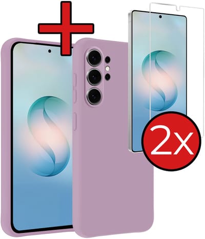 Hoesje - Met 2x Screenprotector - Geschikt voor Samsung Galaxy S26 Ultra - Sterk & Shockproof - Telefoon Hoes - Back Cover - Siliconen Case - Telefoonhoes - Lila