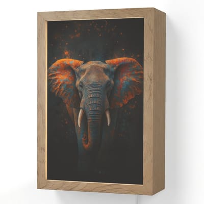 Wandlamp 20x30 cm - Oplaadbaar - Olifant - Oranje - Oren - Wandlampen binnen woonkamer - Slaapkamer lamp met kabel - Decoratieve nachtlamp - Vloerlamp snoer