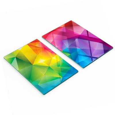 Decoratieve glazen snij- en serveerplanken, abstract ontwerp, 2x40x52 cm