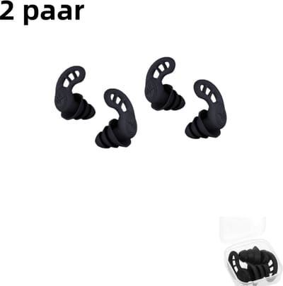 2 paar siliconen oordopjes voor geluidsreductie en slapen, geschikt voor slaapzalen, kantoorgeluidsreductie en zwart