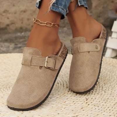 Casual Dames Suède Mules Slippers Heren Kurken Zool Sandalen met Voetboogondersteuning Buiten Strand Slippers Huis Slippers 40 brown