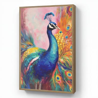 Wandlamp 70x100 cm - Oplaadbaar - Pauw - Dieren - Schilderij - Regenboog - Wandlampen binnen woonkamer - Slaapkamer lamp - Decoratieve nachtlamp - Vloerlamp draadloos
