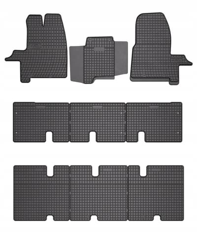 FROGUM Ford Transit Mk8 2014-2025 - Rubber Automatten Set - 3 Rijen 8/9 Persoons - Perfecte Pasvorm - Versterkt - Anti-Slip
