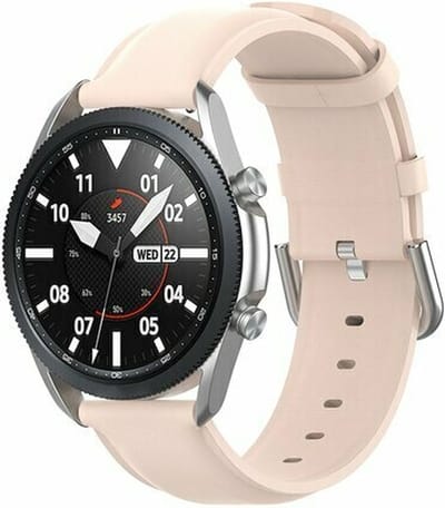By Qubix - Geschikt voor Garmin bandje - Geschikt voor Garmin Vivoactive 4 / 4L - Classic leren bandje - Roze - Smartwatch bandje 22mm