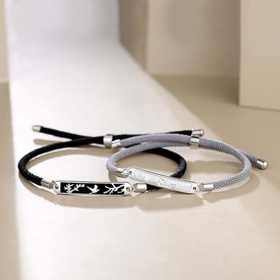 Originele Vogel en Vis Koppel Armband Vroege Lente Nieuwe Mori Armband Sterling Zilver Niche Design Geometrische Sieraden gray