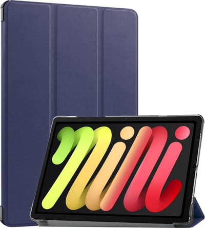Hoes - Geschikt voor Apple iPad Mini 7 (2024) - 8.3 inch - 7e Generatie - Dun & Stevig - Trifold Bookcase - Hard Cover - Hardcover Book Case - Tablet Hoesje - Donkerblauw