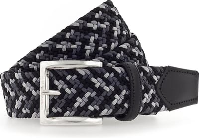 b.belt Riem Luca Stretch Belt W90 Black - Light Grey Zwart Veelkleurig