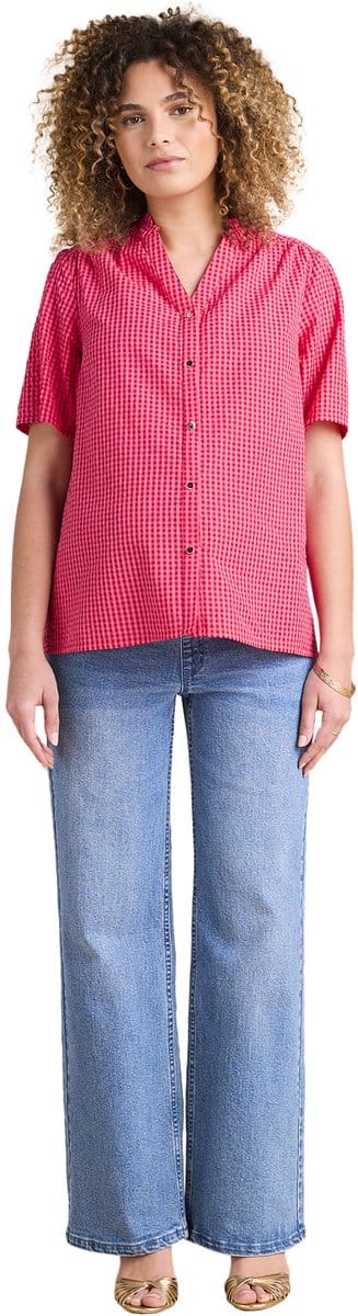 ENVIE DE FRAISE Seersucker overhemd blouse voor zwangerschap en borstvoeding