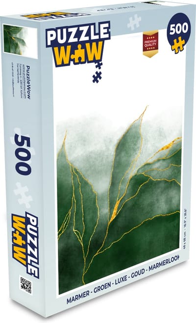 Puzzel Marmer - Groen - Luxe - Goud - Marmerlook - Legpuzzel - Puzzel 500 stukjes