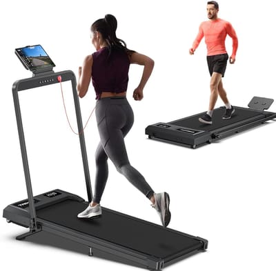 Opvouwbare loopband - Wandelpad apparaat - Thuis sporten - 2-in-1 functie - 300 lbs capaciteit - Zwart blauw