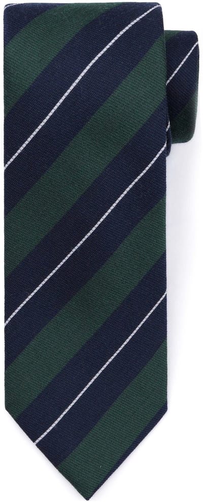 Suitable Stropdas Zijde Triple Stripe Donkergroen - Streep - Heren das - Breedte: 7 cm -