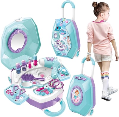 WOOPIE prinsessen koffer + schoonheidssalon - Speelgoedmake-up - Voor meisjes - 2 in 1