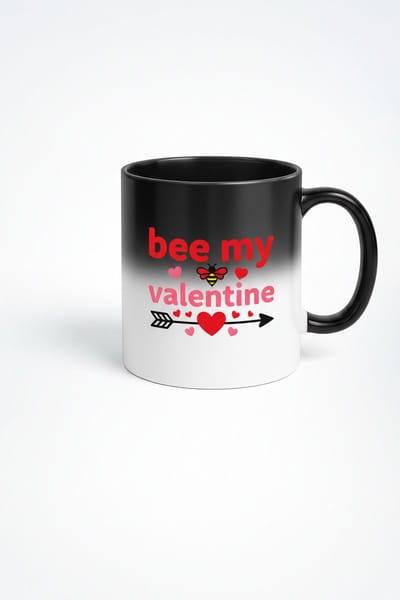 Magische Mok 'Bee My Valentine' - Warmtegevoelige Valentijn Koffiemok met Bijtje en Harten